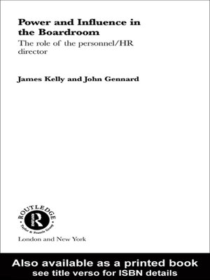 cover image of Power and Influence in the Boardroom